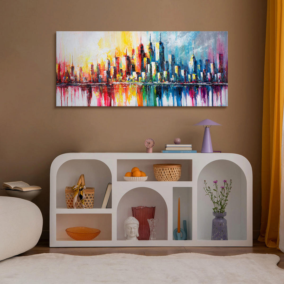 GEMÄLDE Rhythmus der Großstadt auf Keilrahmen 115x50 cm - Multicolor, Holz (115/50cm) - YS-art gallery