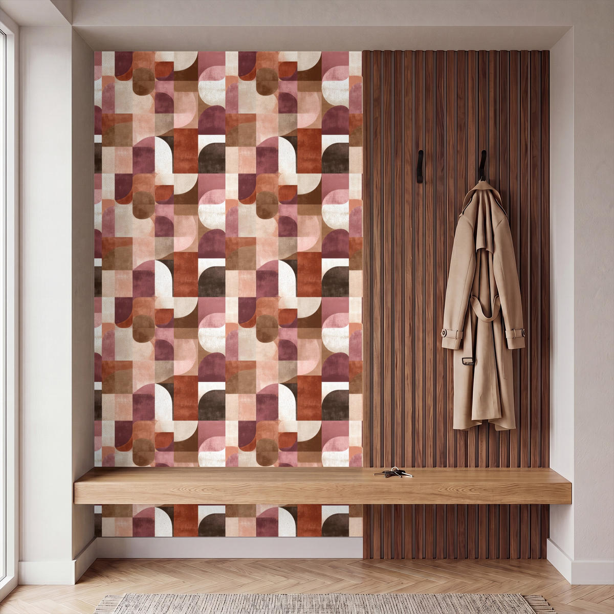 TAPETE - Geometrie - Modern - Retro - 120x200 cm - Multicolor, Papier (120/200cm) - OnlyWow
