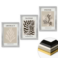 WANDBILDER 3er Set - 20x30 cm Silberner Rahmen - Beige-braune Pflanzenmuster - Silberfarben, Kunststoff (20/30cm) - ArtPrintCave