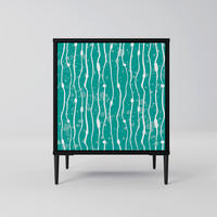 SIDEBOARD TURQUOISE RAIN, Schwarz, 57,5x42x72,5 cm, Schwarze Metallfüße - Multicolor/Schwarz, Holzwerkstoff/Metall (57.5/72.5/42cm) - SpaceRebels
