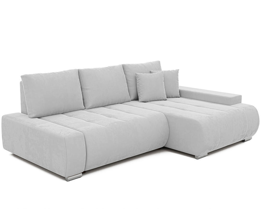 ECKSOFA NIKO Rechts, mit Schlaffunktion und Bettkasten, Hellgrau - Hellgrau, Textil (227/153cm) - Idohome