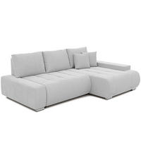 ECKSOFA NIKO Rechts, mit Schlaffunktion und Bettkasten, Hellgrau - Hellgrau, Textil (227/153cm) - Idohome