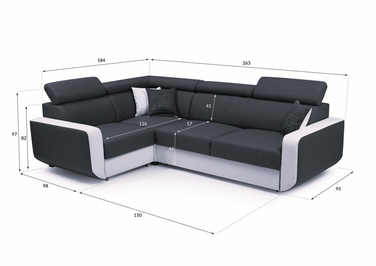ECKSOFA MIRA Braun Geflochtener Stoff mit Schlaffunktion - Braun, Holz (263/184cm) - MASSENO