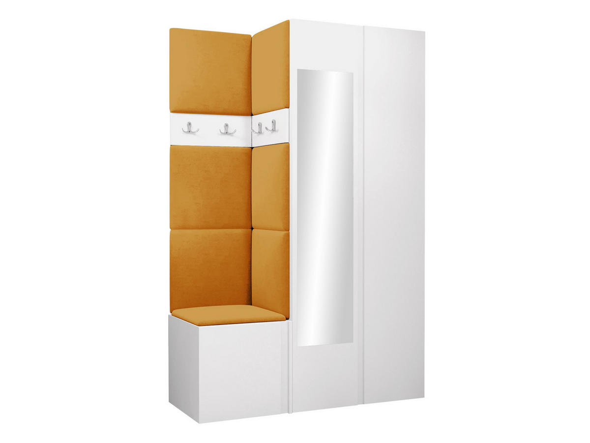 GARDEROBEN-SET Orion XXVI - Weiß/Orange, Holzwerkstoff/Kunststoff (116/186/46cm) - MIRJAN24