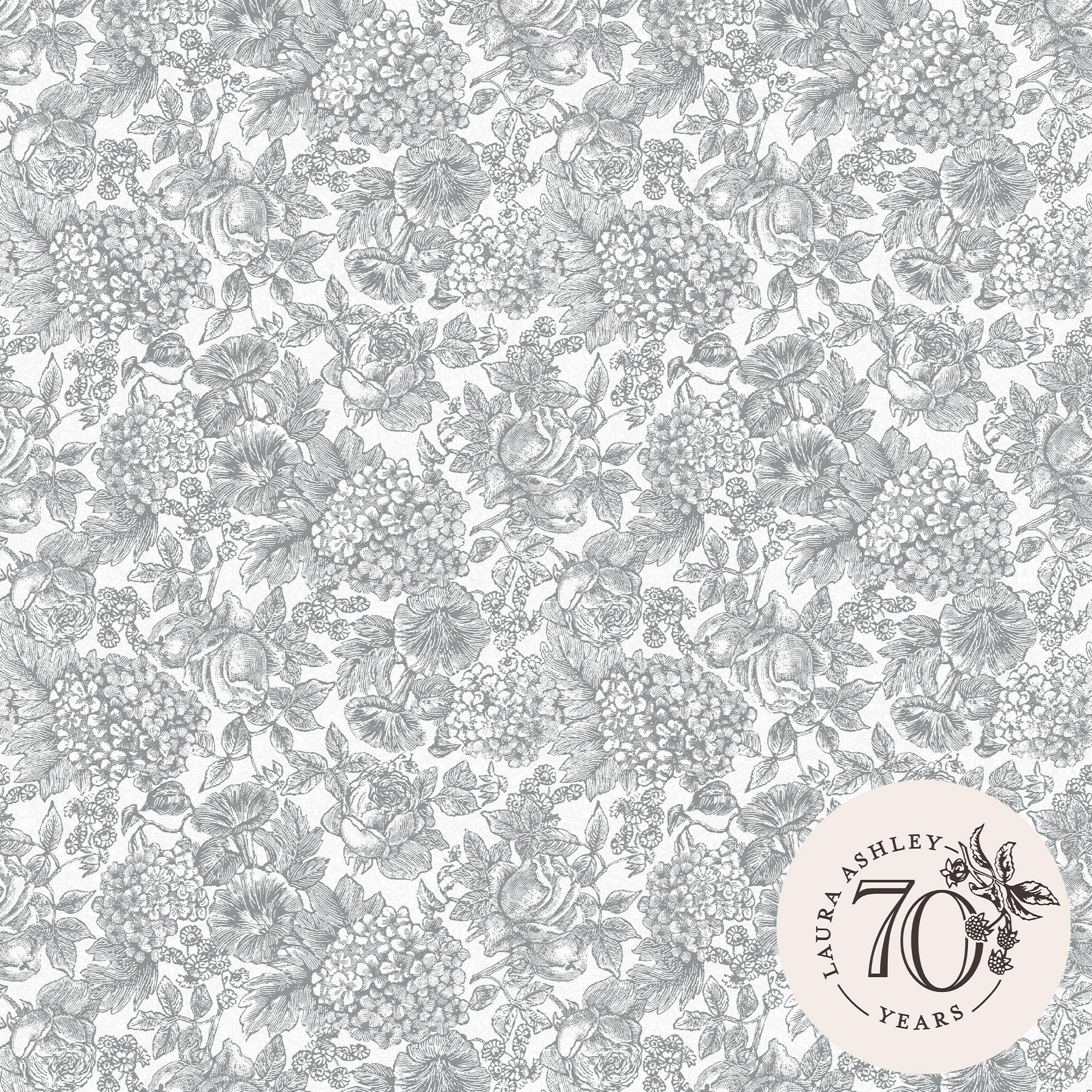 VLIESTAPETE Louise Schiefergrau | Grau | Blumen | 10mx52cm - Grau, Papier/Kunststoff (52/1000cm) - Graham & Brown