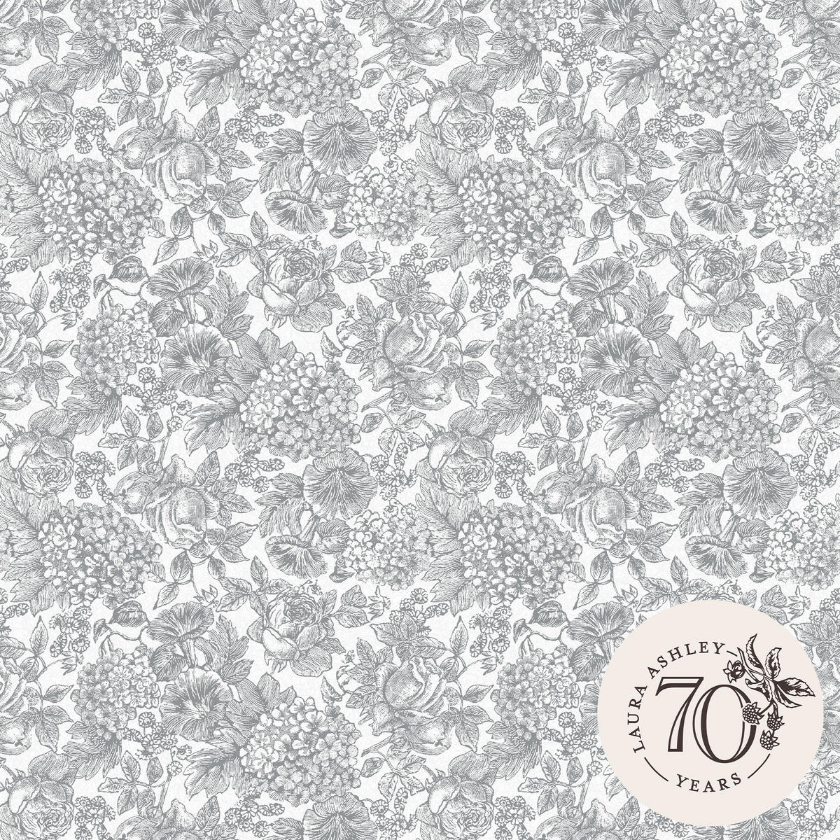 VLIESTAPETE Louise Schiefergrau | Grau | Blumen | 10mx52cm - Grau, Papier/Kunststoff (52/1000cm) - Graham & Brown