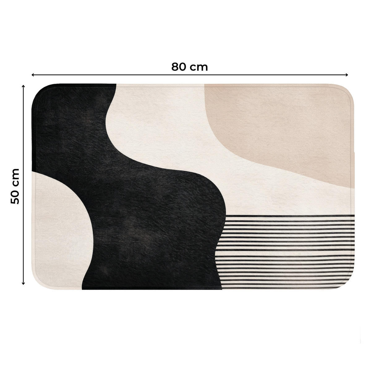 WC-VORLEGER Abstrakt - Japandi - Beige - Modern Toilettenteppich 80x50 cm - Beige, Kunststoff/Textil (80/1cm) - OnlyWow