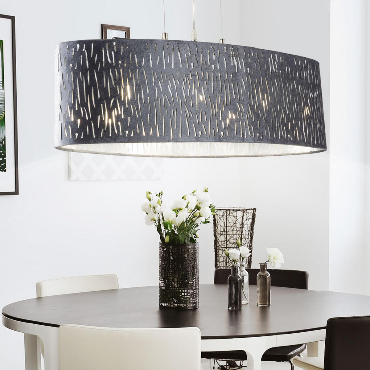 HÄNGELEUCHTE Metall Grau matt - Grau, Metall (65/25/140cm) - Globo Lighting