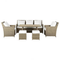 LOUNGE SET 5-Sitzer Rattan Auflagen weiß Fonti - Weiß/Braun, Kunststoff - Beliani