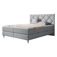 BOXBETT Letra - Hellgrau/Schwarz, Holz/Textil (160/200cm) - MIRJAN24