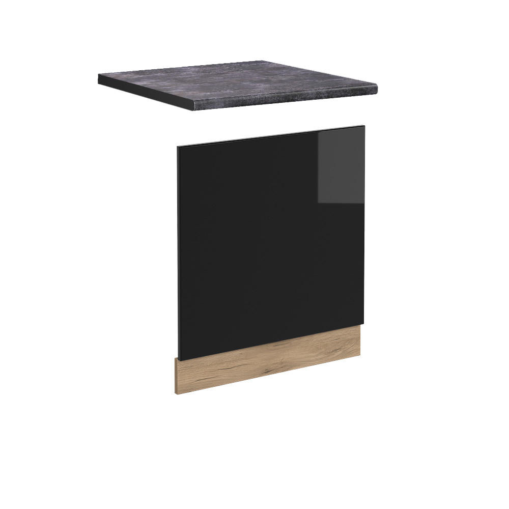 FRONTBLENDE R-Line Schwarz Hochglanz 60 cm, AP Anthrazit - Honigeiche/Schwarz Hochglanz, Holzwerkstoff (60/57.2/1.6cm) - Vicco