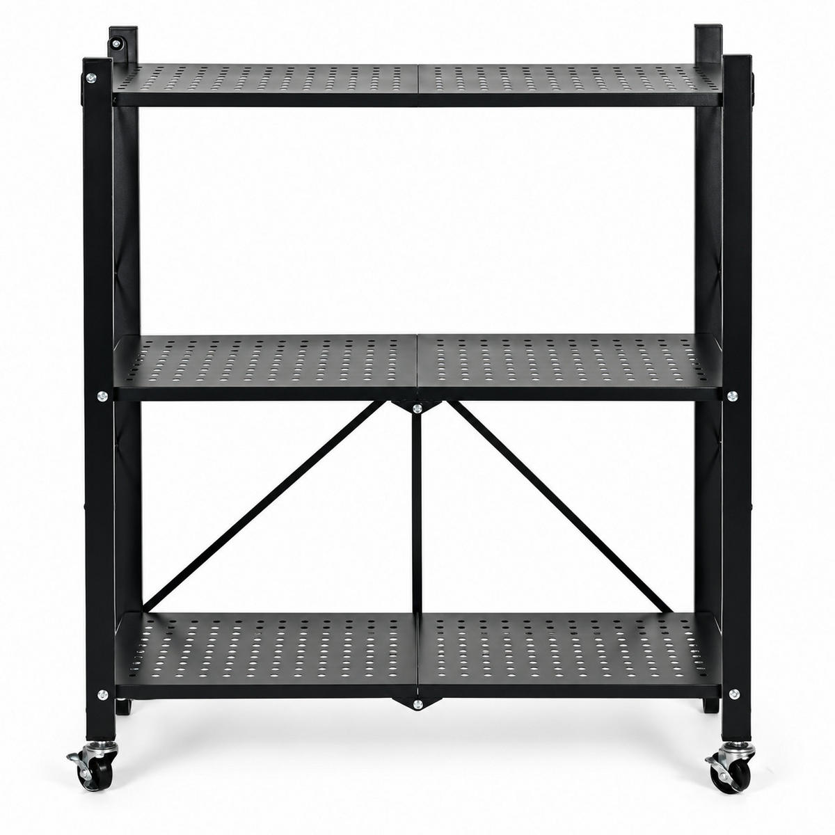 KLAPPREGAL Schwarz 3 Böden 90 cm - Schwarz, Metall (71/90/34cm) - Mat-Haus