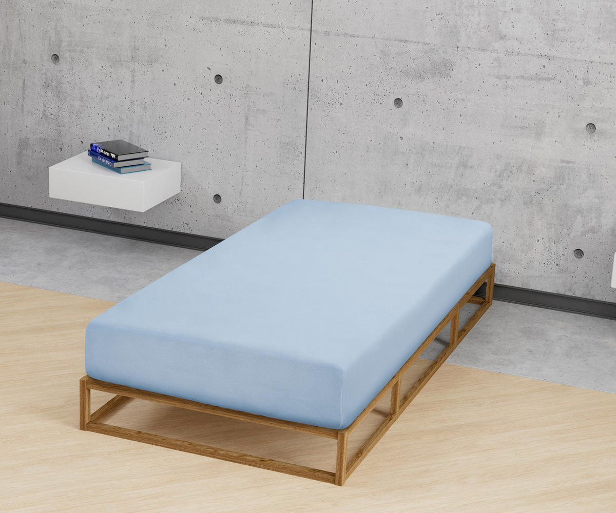 SPANNBETTTUCH Jersey eisblau, 90x190 cm - 100x220 cm - Hellblau, Textil (100/220cm) - biberna