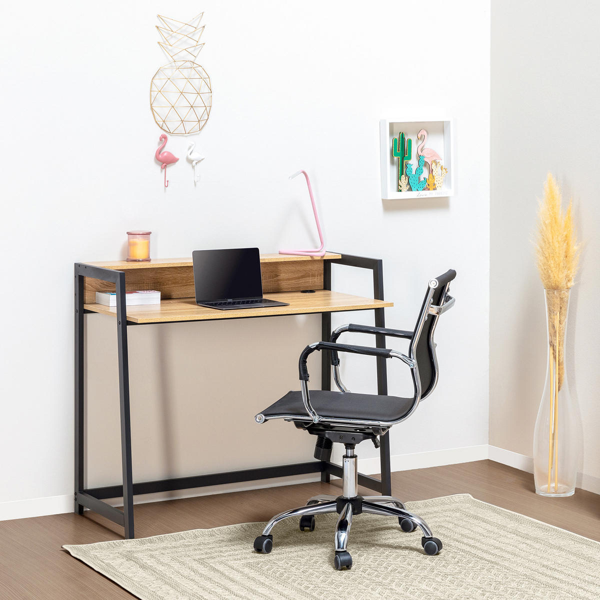 SCHREIBTISCH 105/56/92 Naia Eiche/Schwarz - Schwarz, Holzwerkstoff (56/105/92cm) - VS Venta-stock