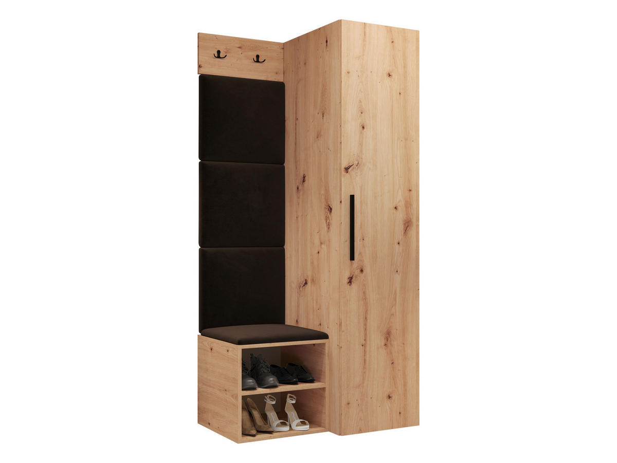 GARDEROBEN-SET Medi III - Schwarz/Braun, Holzwerkstoff/Kunststoff (40/191/50cm) - MIRJAN24