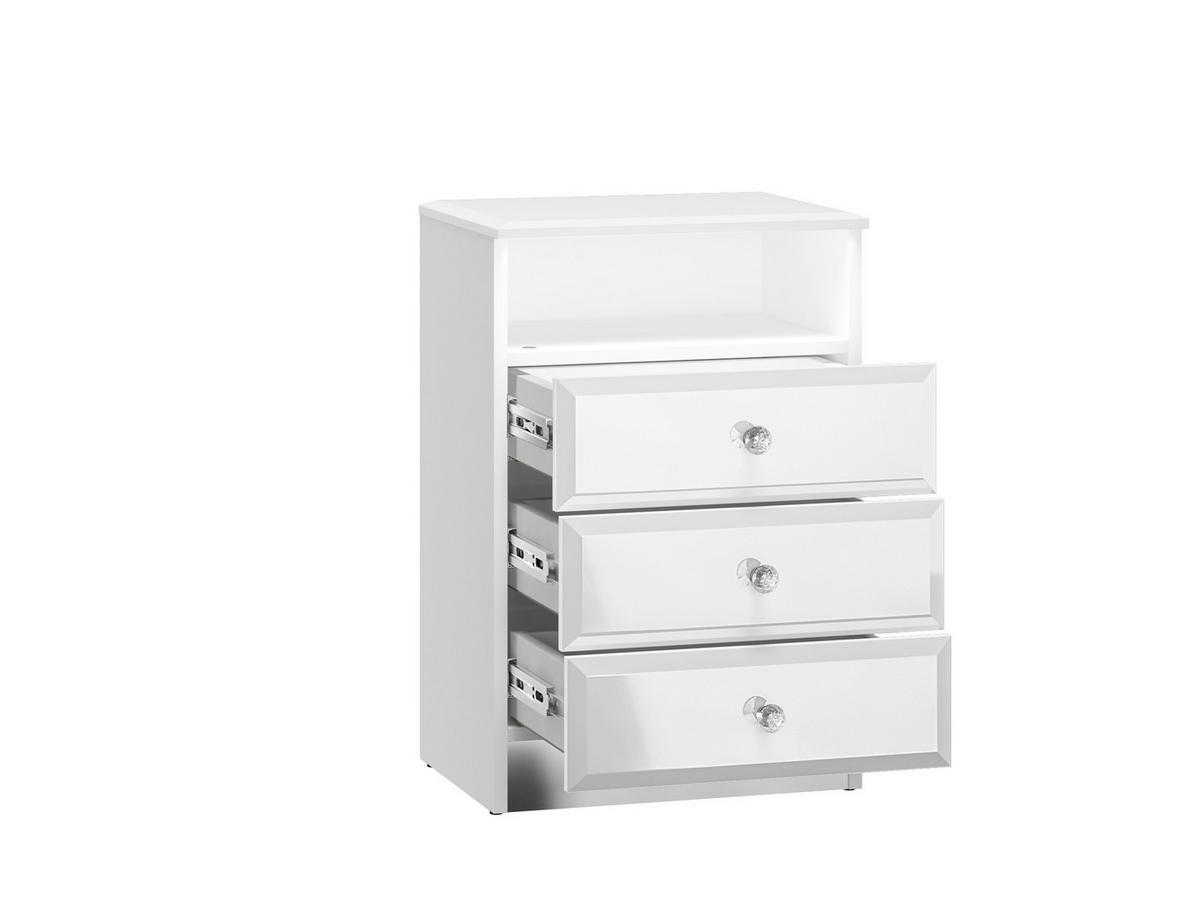 NACHTKONSOLE Glamour weiß / weiß hochglanz 45 / 34 / 68cm - Weiß, Glas/Holz (45/68/34cm) - Feldmann-Wohnen