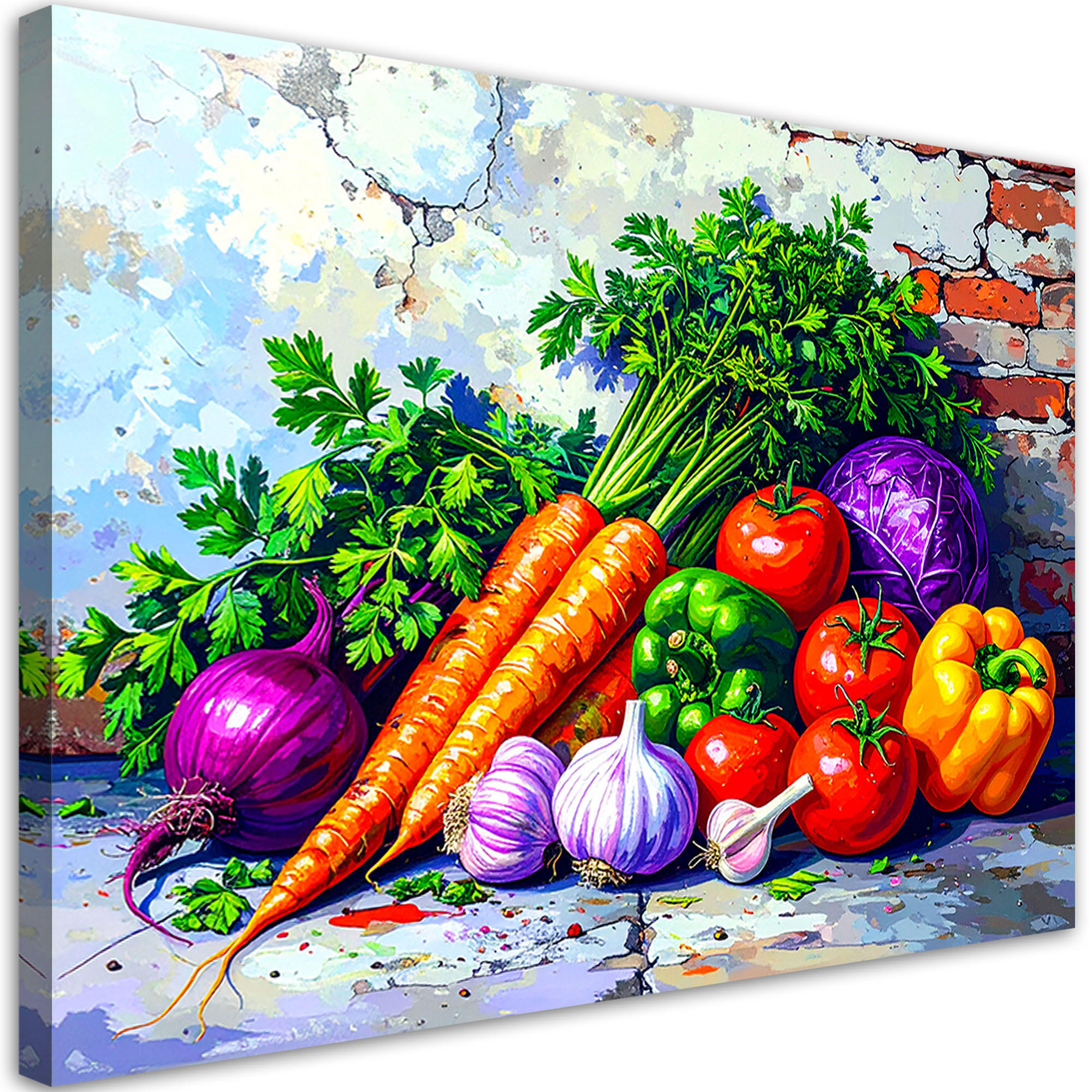 LEINWANDBILD bunte Gemüse Pflanzen 120x80cm - Multicolor, Textil (120/80cm) - Feeby