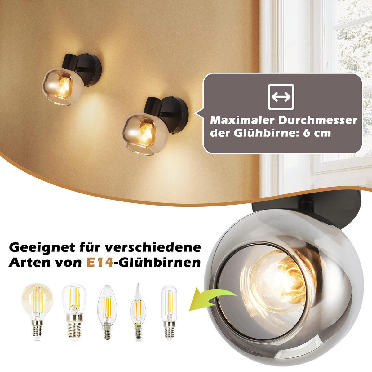 STRAHLER Cottbus 1-flammig 9/9/16.5 cm - Schwarz, Metall (9/9/16.5cm) - Nettlife