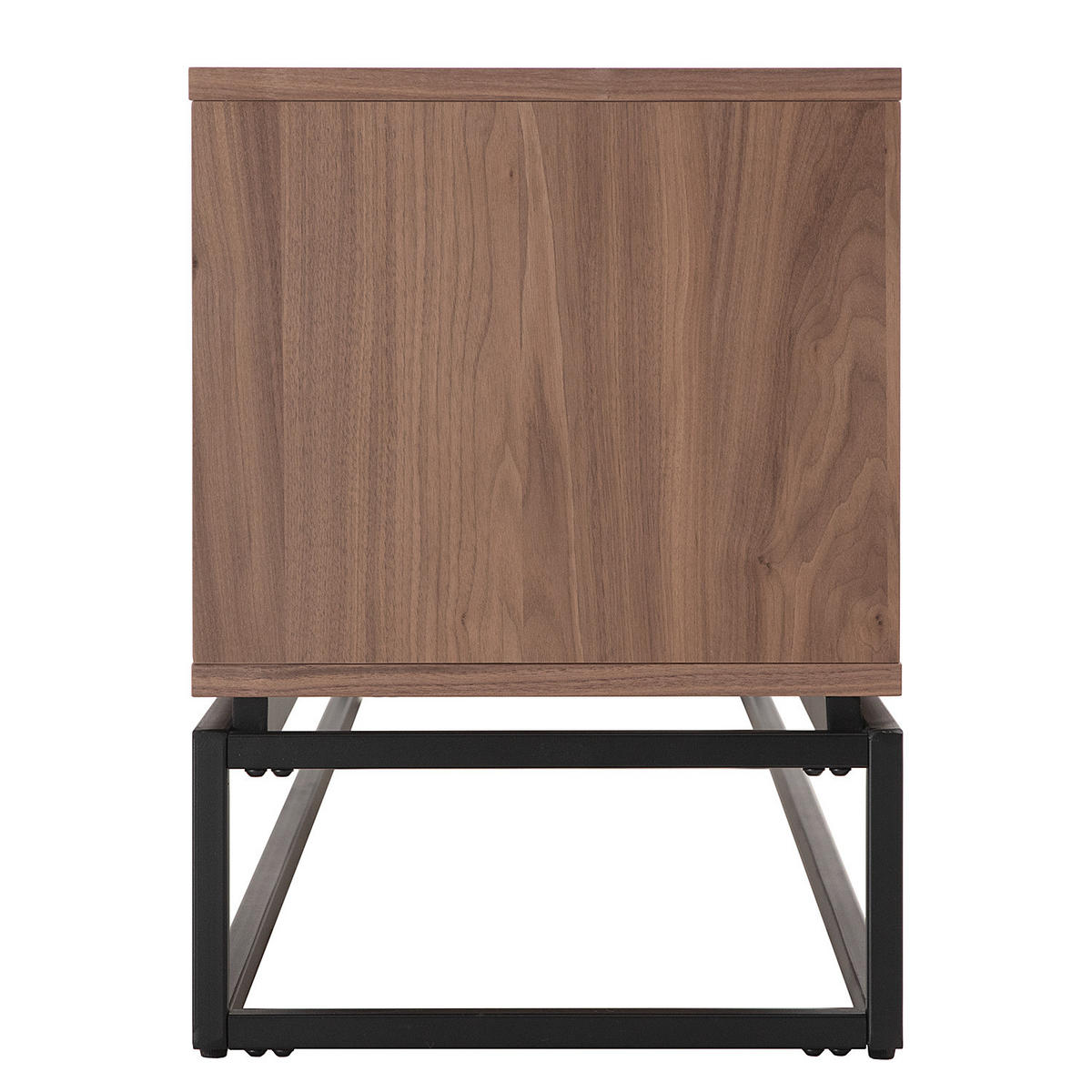 TV-LOWBOARD - Echtholzfurnier - 200 cm - Schwarz/Braun, Holzwerkstoff/Metall (200/55/40cm) - home24