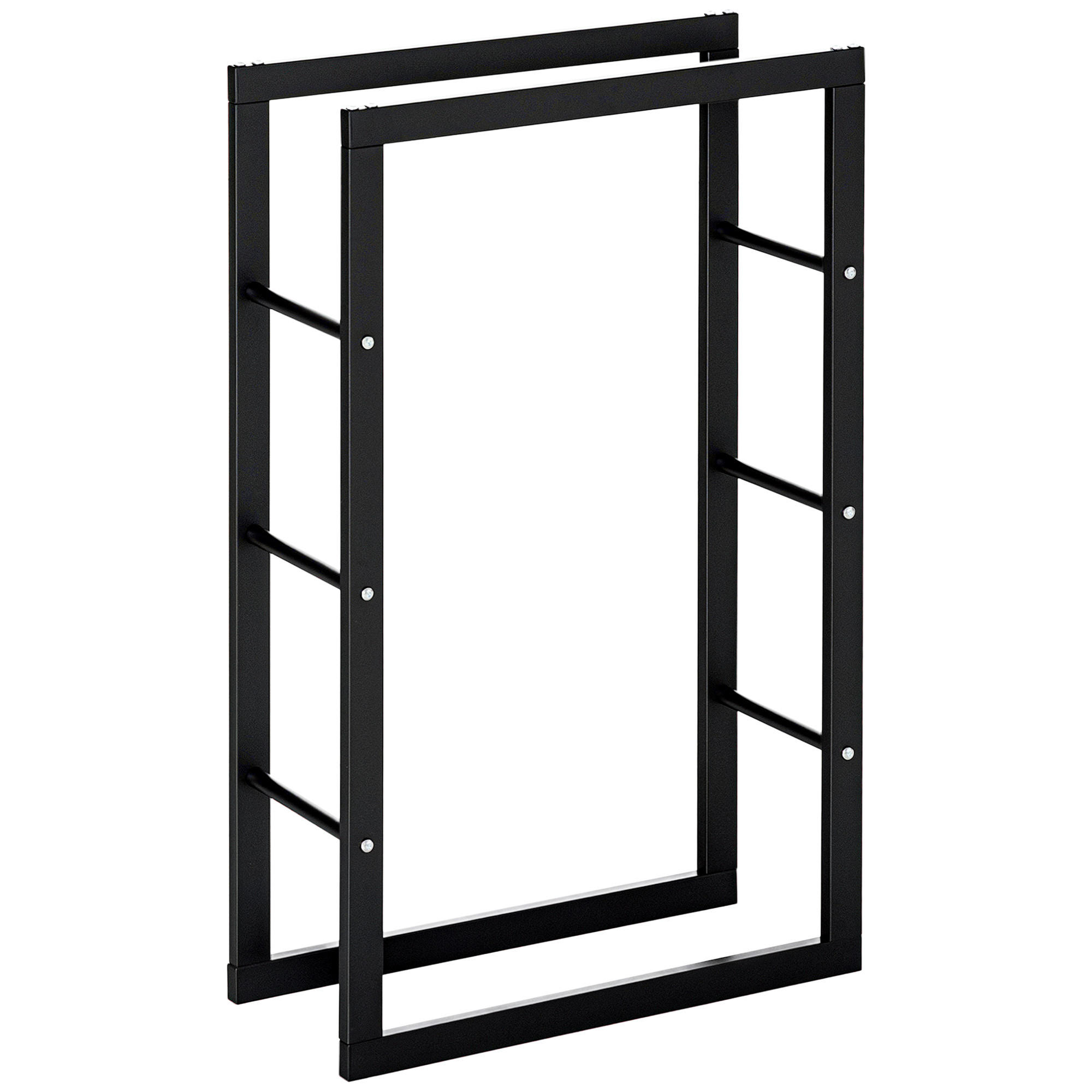 KAMINHOLZREGAL DE-18349 100 kg belastbar, zeitgenössisches Design Schwarz - Schwarz, Metall (25/100/60cm) - ComfortXL