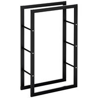 KAMINHOLZREGAL DE-18349 100 kg belastbar, zeitgenössisches Design Schwarz - Schwarz, Metall (25/100/60cm) - ComfortXL