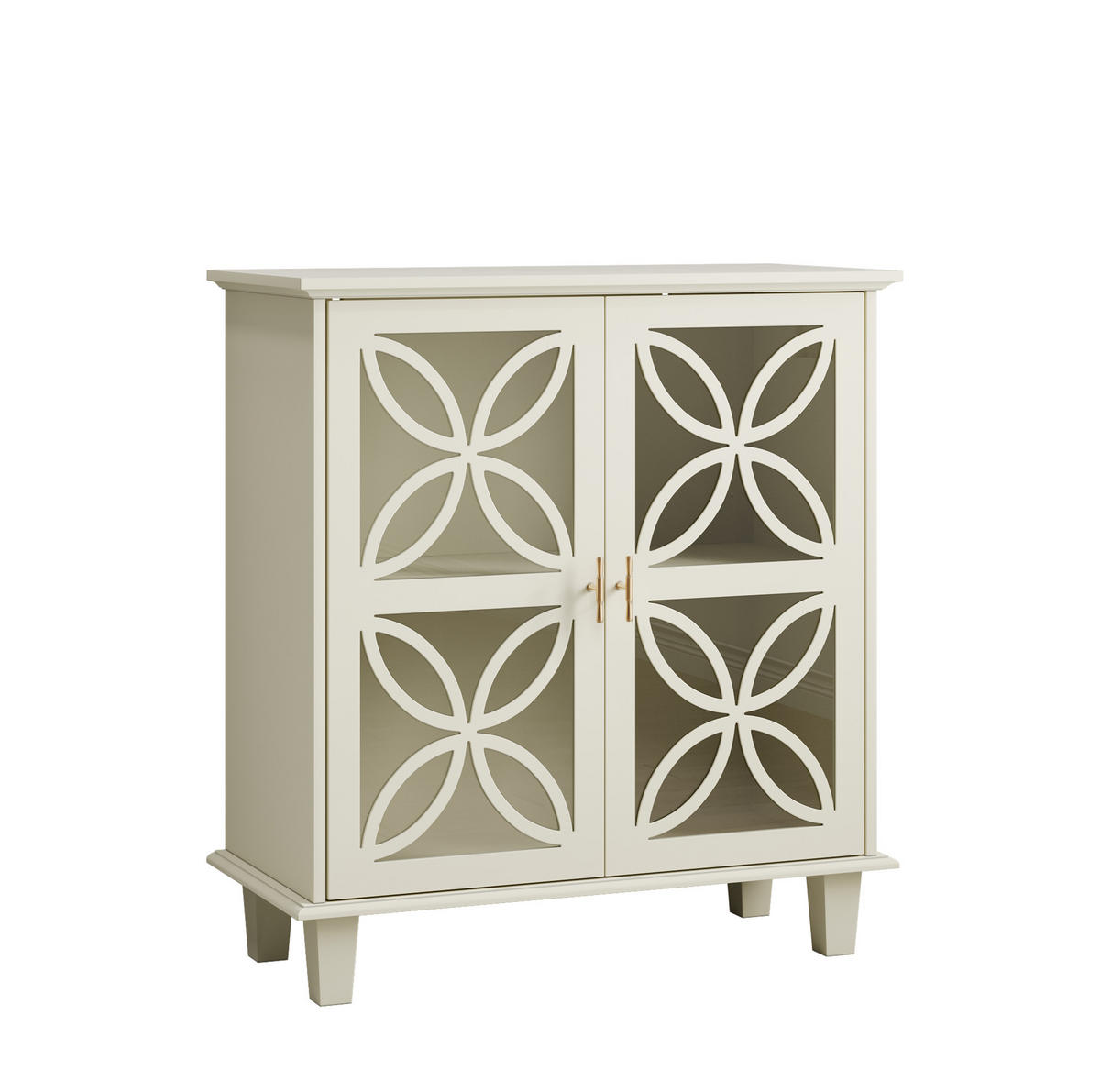 SIDEBOARD mit Hartglastüren, verstellbaren Einlegeböden und Stauraum, Creme - Creme, Holzwerkstoff (80/87/38cm) - Redom