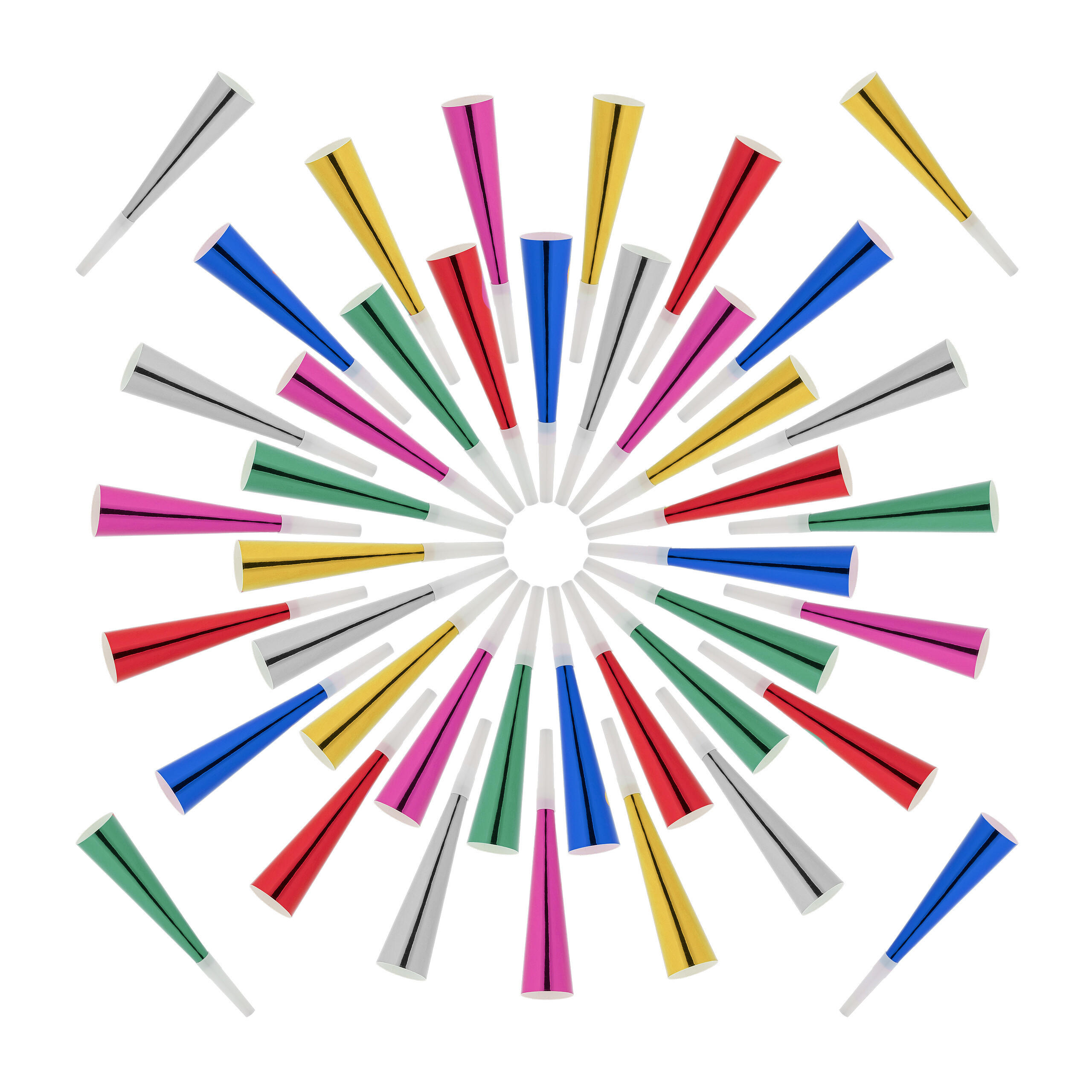 114XPÁRTY trúbky - viacfarebná, plast/papier (3.5/20/3.5cm) - Relaxdays