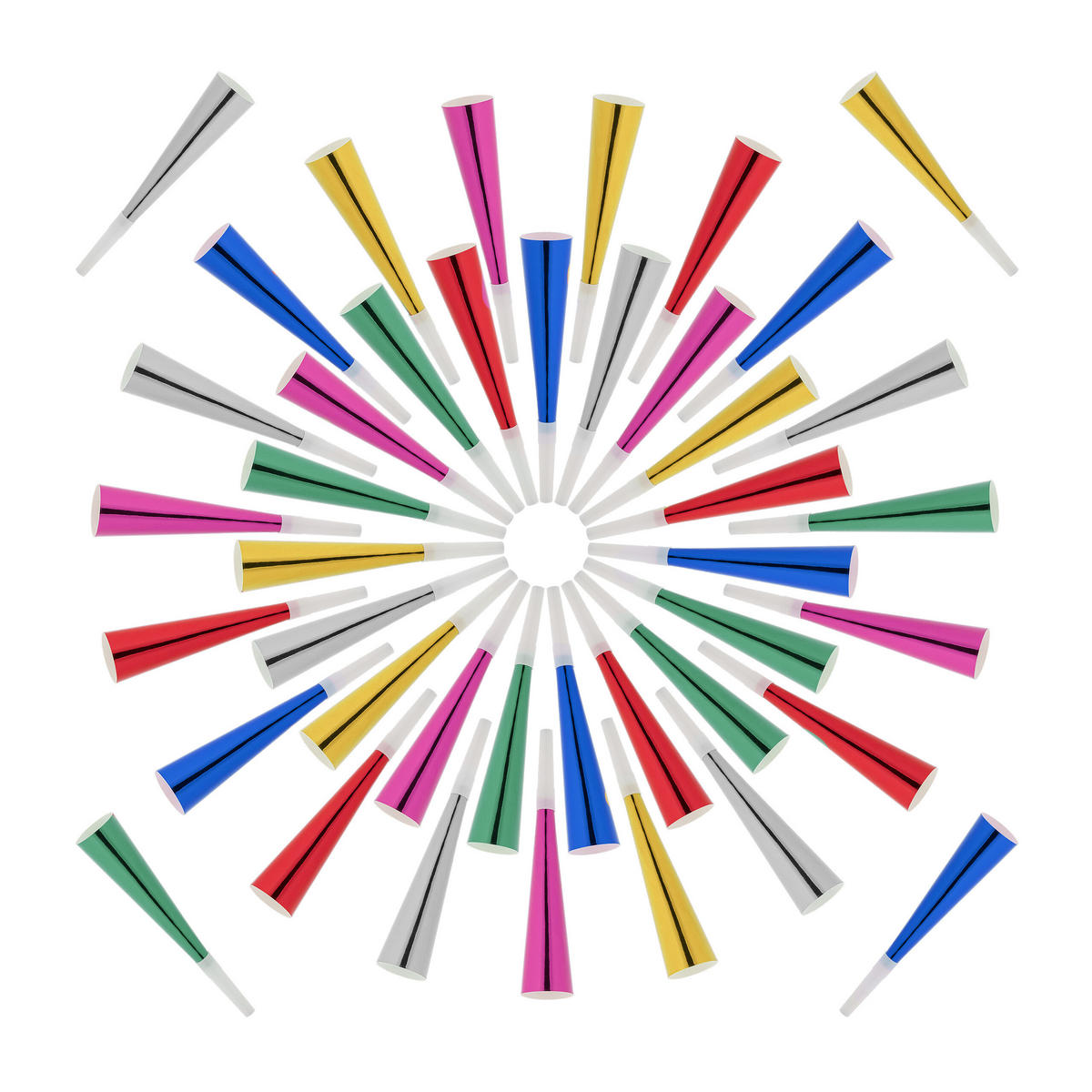 114XPÁRTY trúbky - viacfarebná, plast/papier (3.5/20/3.5cm) - Relaxdays