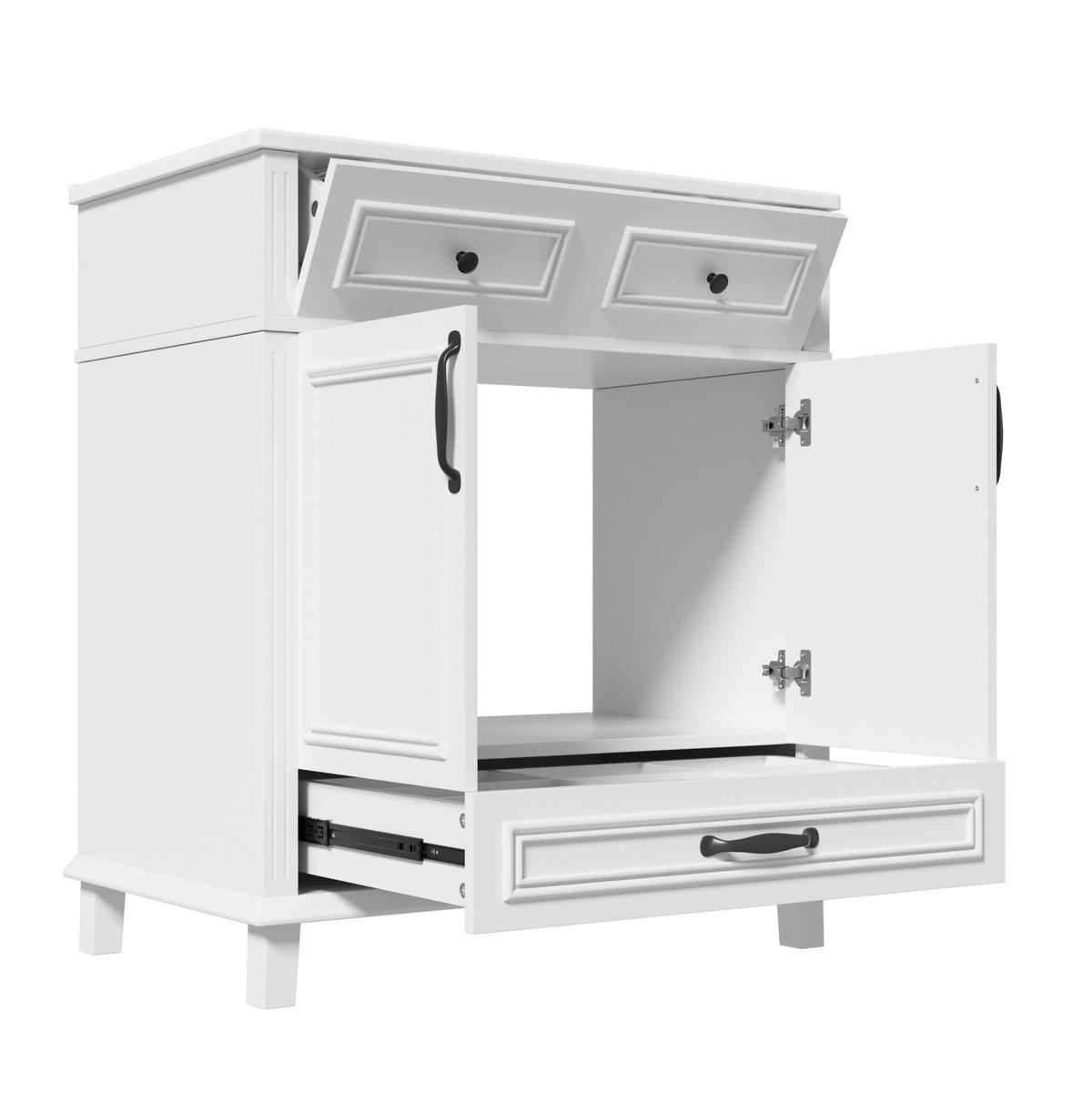 WASCHTISCHKOMBI 77/46/86 cm weiß aus Keramik und MDF mit 9 Fächern - Weiß, Keramik (77/86/46cm) - OKWISH