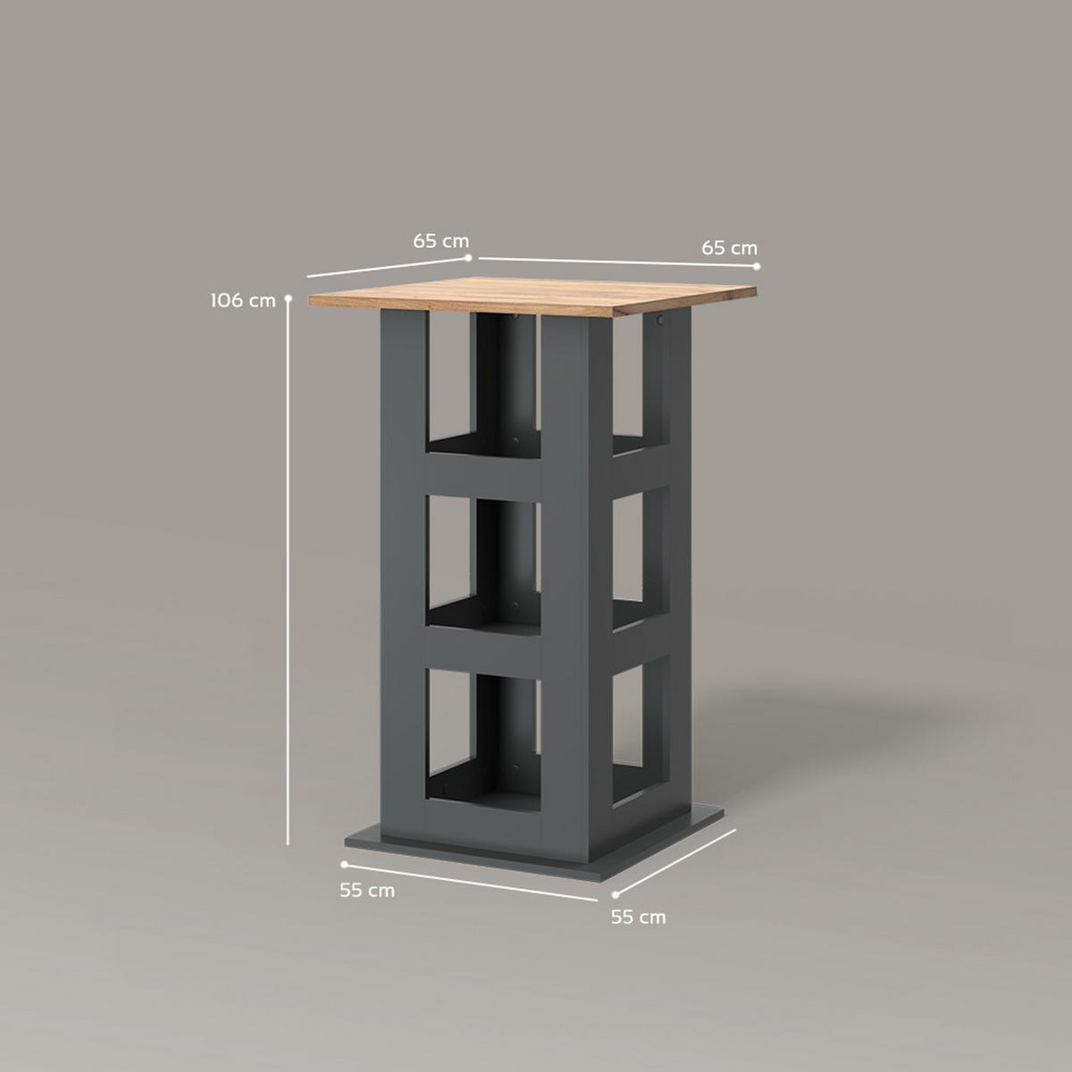 BARTISCH Regusa Goldkraft Eiche/Anthrazit 65 x 65 cm - Honigeiche/Anthrazit, Holzwerkstoff (65/65/106cm) - Livinity®
