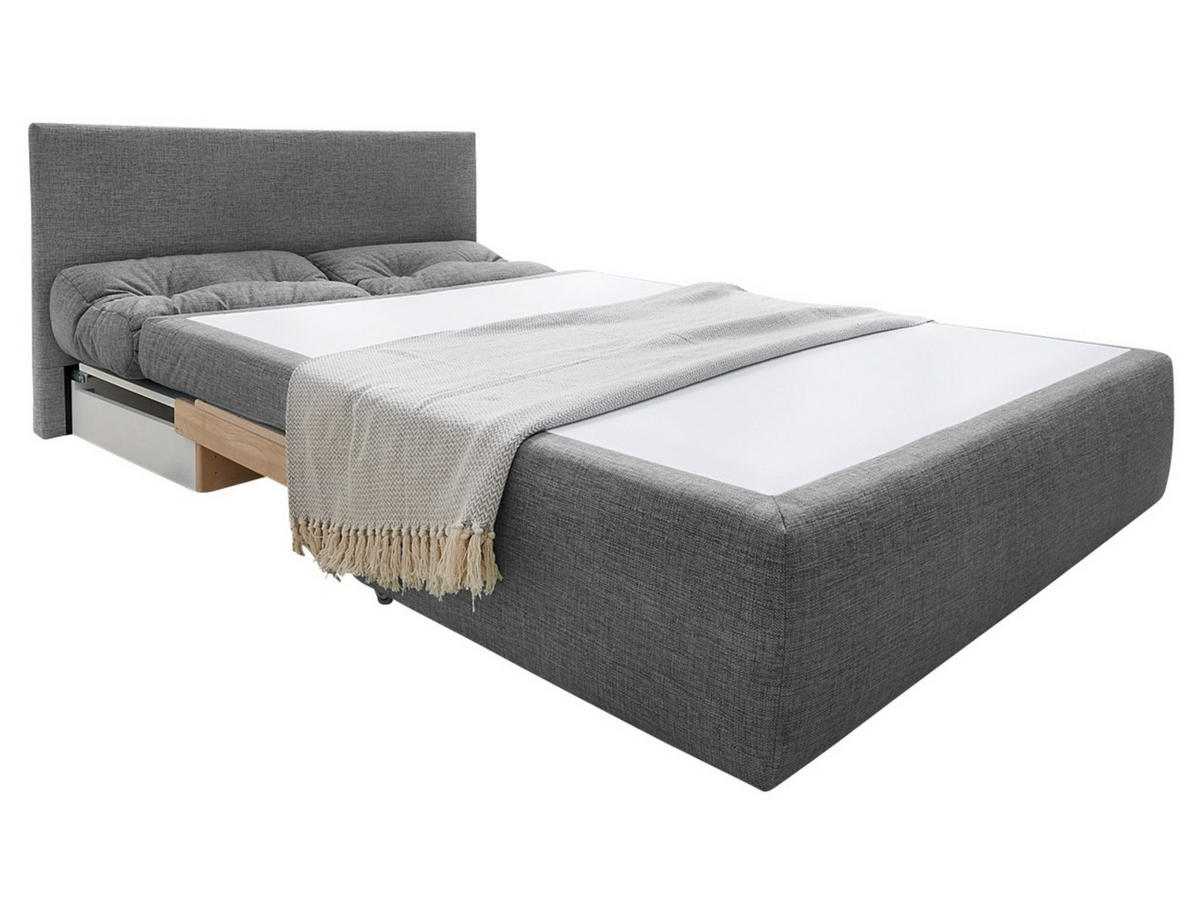 SCHLAFSOFA mit Bettkasten B136/T85/H86 cm, Liegefläche 130x193 cm, Mikrofaser Grau / 15119 - Dunkelgrau/Schwarz, Textil (136/86/85cm) - luma-home