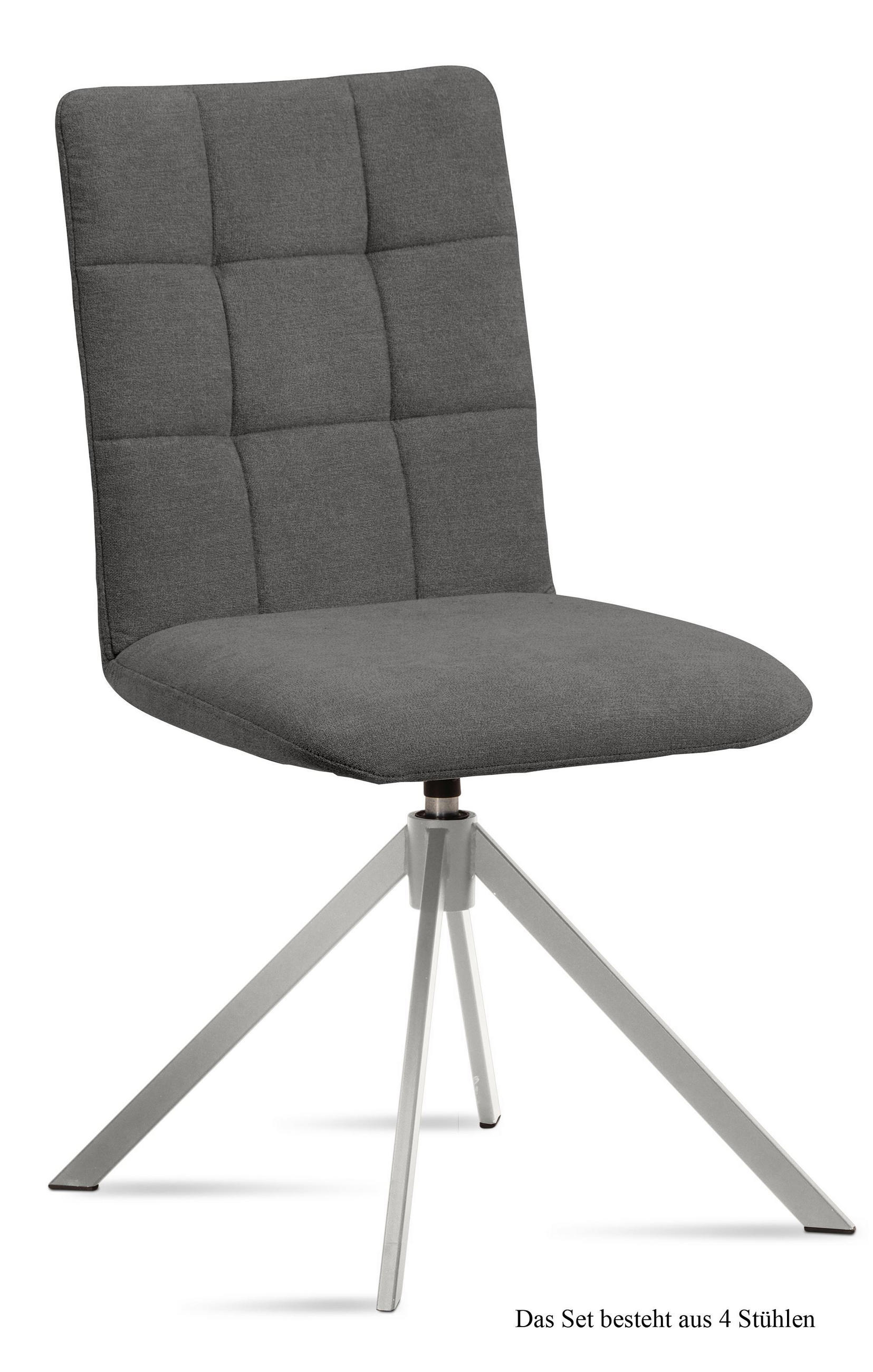 ESSZIMMERSTUHL drehbar (4er-Set) Drucie 47x91x60 Edelstahl/Grau - Edelstahlfarben/Grau, Kunststoff (60/91/47cm) - 58aufmkessel