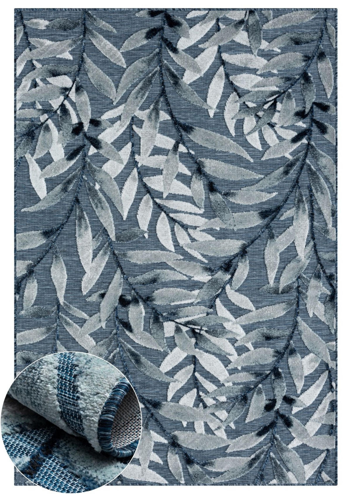 OUTDOORTEPPICH Laurel Dunkelblau,Hellgrau,Anthrazit 80/150 cm - Dunkelblau, Textil (80/150cm) - My-Rug