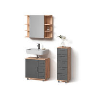 BADMÖBEL-SET Eisak Eiche 3 Teile, mit Midischrank - Eichefarben/Anthrazit, Holzwerkstoff (60/60/33cm) - Livinity®