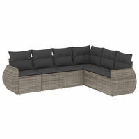 GARTEN-SOFAGARNITUR 6-teilig Mit Kissen Grau Poly Rattan - Grau, Kunststoff - vidaXL