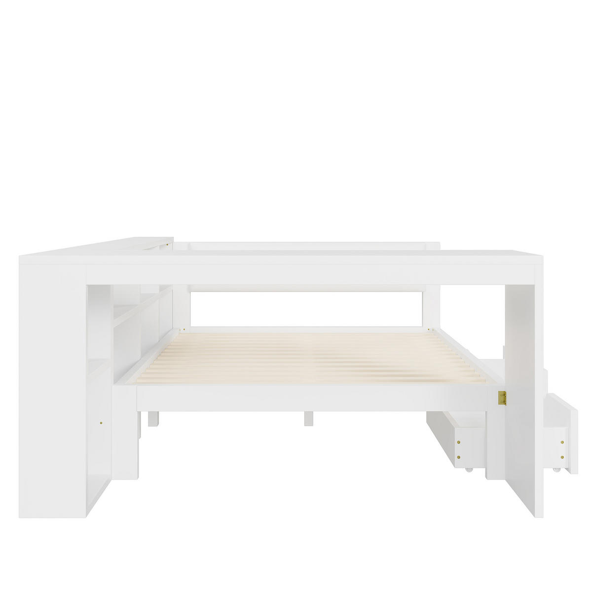 MULTIFUNKTIONSBETT 140/200 cm Weiß mit LED-Beleuchtung Ladestation Stauraum und gepolstertem Kopfteil - Weiß, Holzwerkstoff (140/200cm) - OKWISH