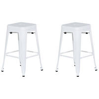 HOCKER 2er-Set Metall Weiß Cabrillo - Weiß, Metall (30/60/34cm) - Beliani