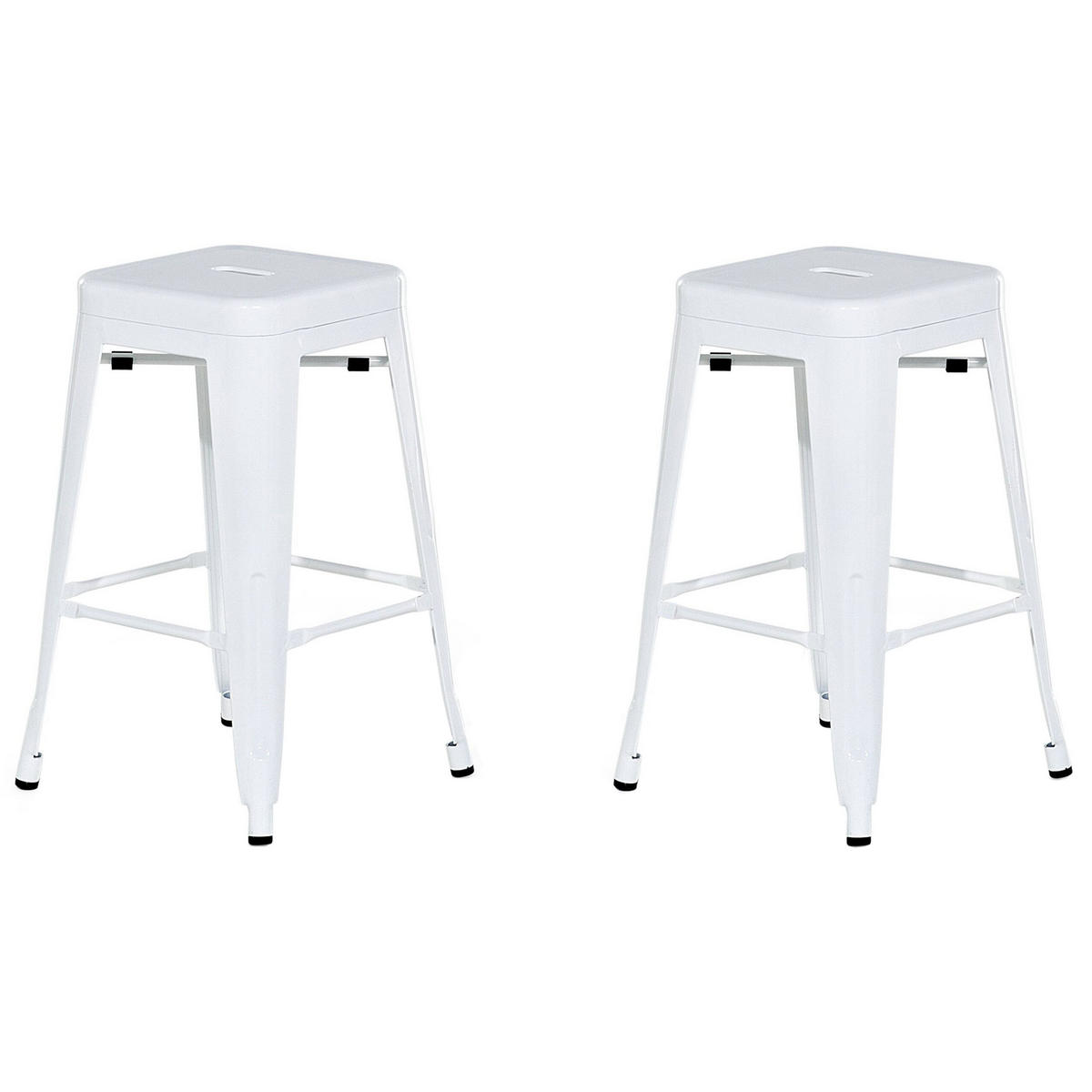 HOCKER 2er-Set Metall Weiß Cabrillo - Weiß, Metall (30/60/34cm) - Beliani