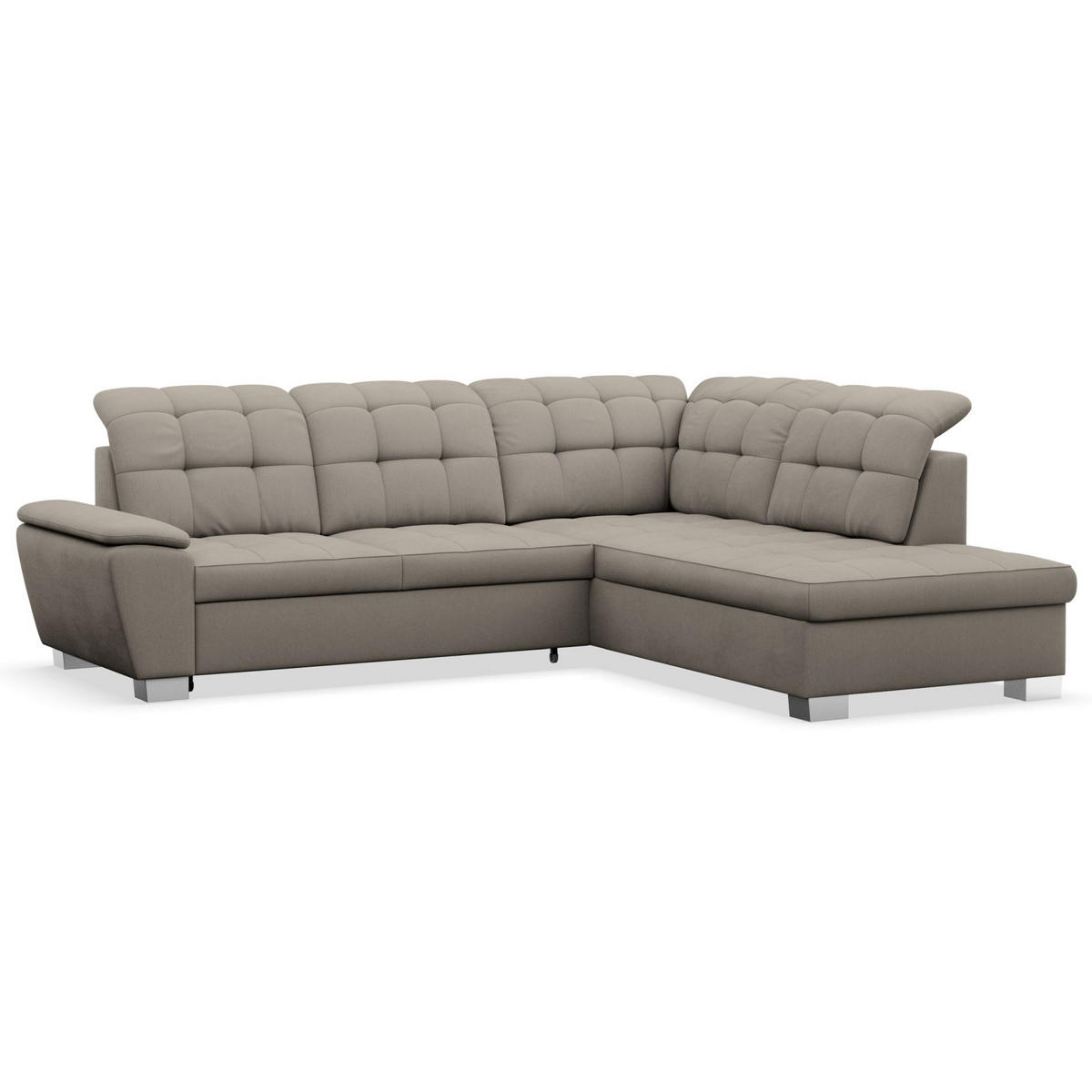 ECKSOFA Jamaal Taupe rechtsseitig - Taupe/Schwarz, Textil (258/212cm) - Selsey