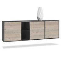 SIDEBOARD Cuba Türen in Eiche Nordic - Silbereichenfarben, Holzwerkstoff (182/53/35cm) - Vladon