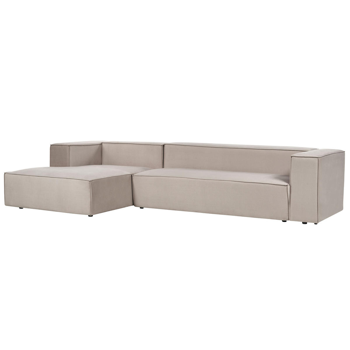 3-SITZER-ECKSOFA Samtstoff taupe linksseitig Vernon - Taupe, Textil (330/178cm) - Beliani