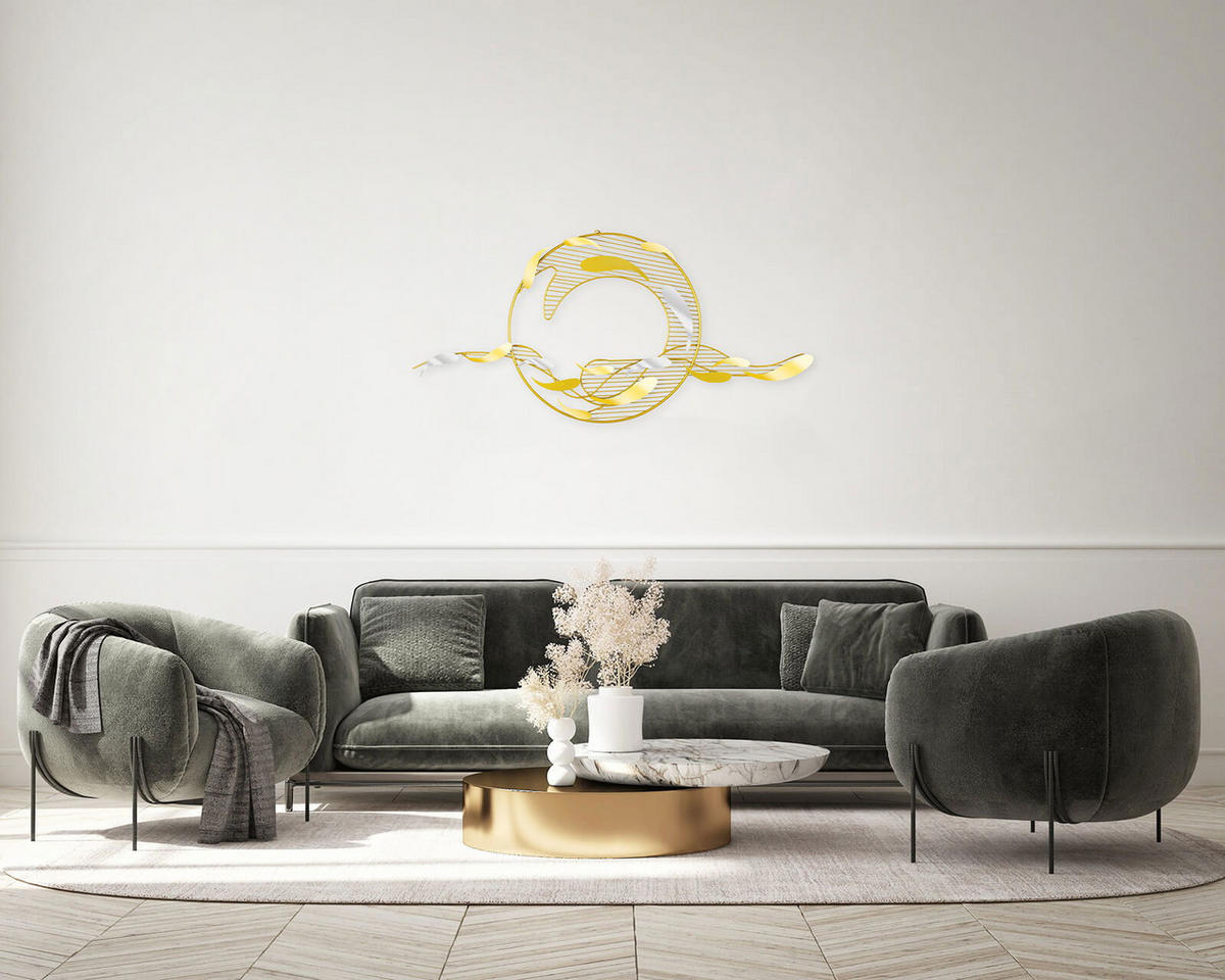 WANDDEKO Gold 121/53 cm - Goldfarben/Kupferfarben, Metall (3.2/53/6cm) - KUNSTLOFT