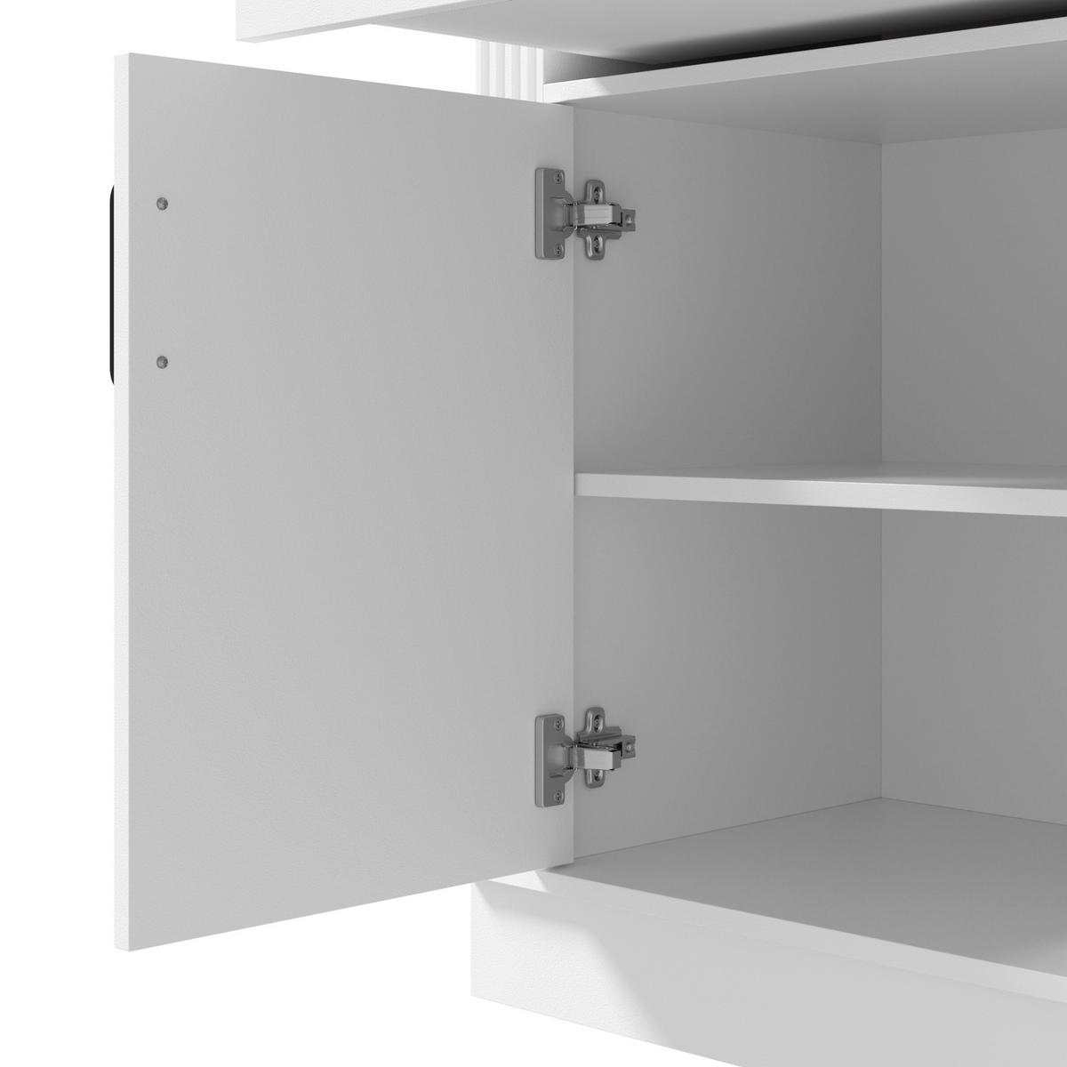 SIDEBOARD DE-37539 160/40/75 cm mit 3D-vertikalen Streifen Weiß - Weiß, Holzwerkstoff (160/75/40cm) - ComfortXL