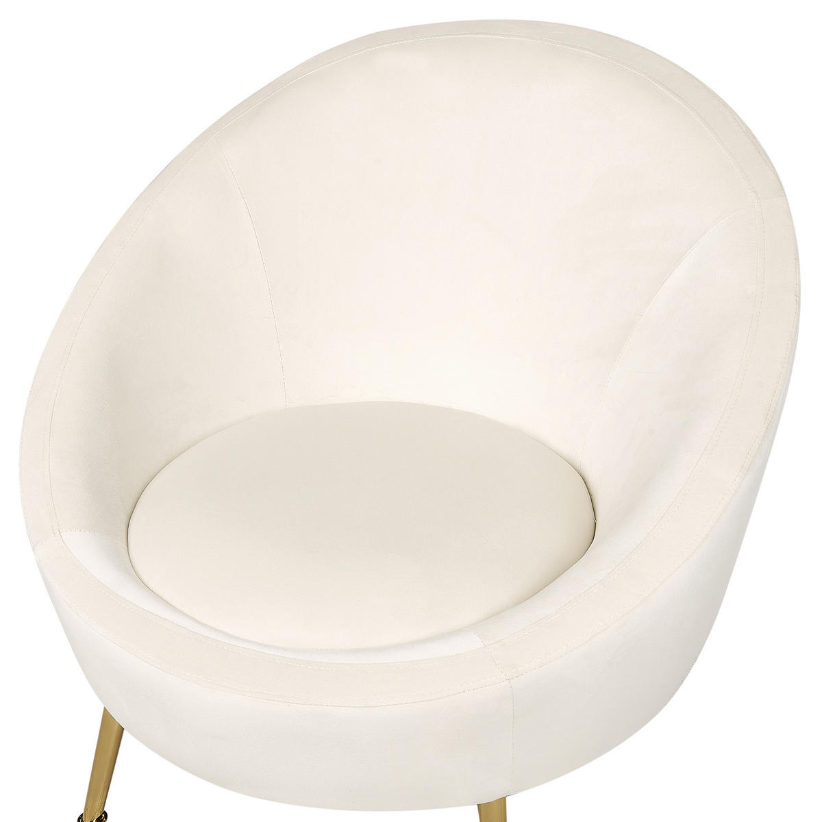 SESSEL Samtstoff cremeweiß Langa - Goldfarben/Weiß, Textil (80/81/76cm) - Beliani