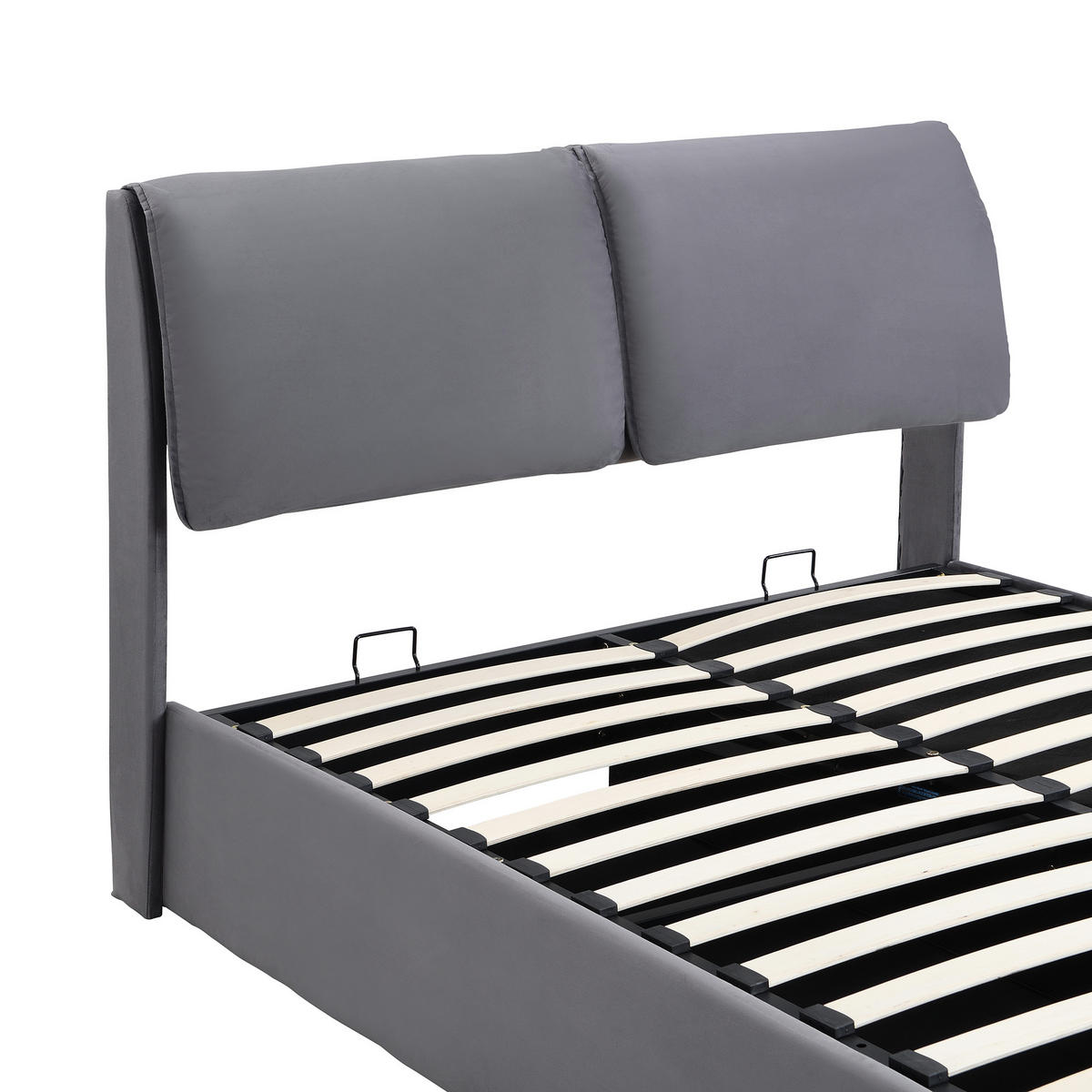 POLSTERBETT aus Samt 140x200 cm in Grau mit Hydraulik & Stauraum - Grau, Textil (140/200cm) - Modfu
