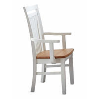 ARMLEHNSTUHL weiß Olbia Wildeiche - Weiß/Braun, Holz (58/106/55cm) - Casamia Massive Möbel