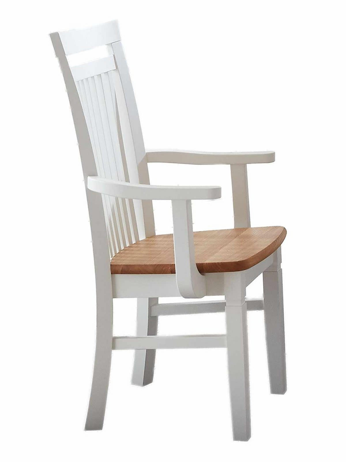 ARMLEHNSTUHL weiß Olbia Wildeiche - Weiß/Braun, Holz (58/106/55cm) - Casamia Massive Möbel