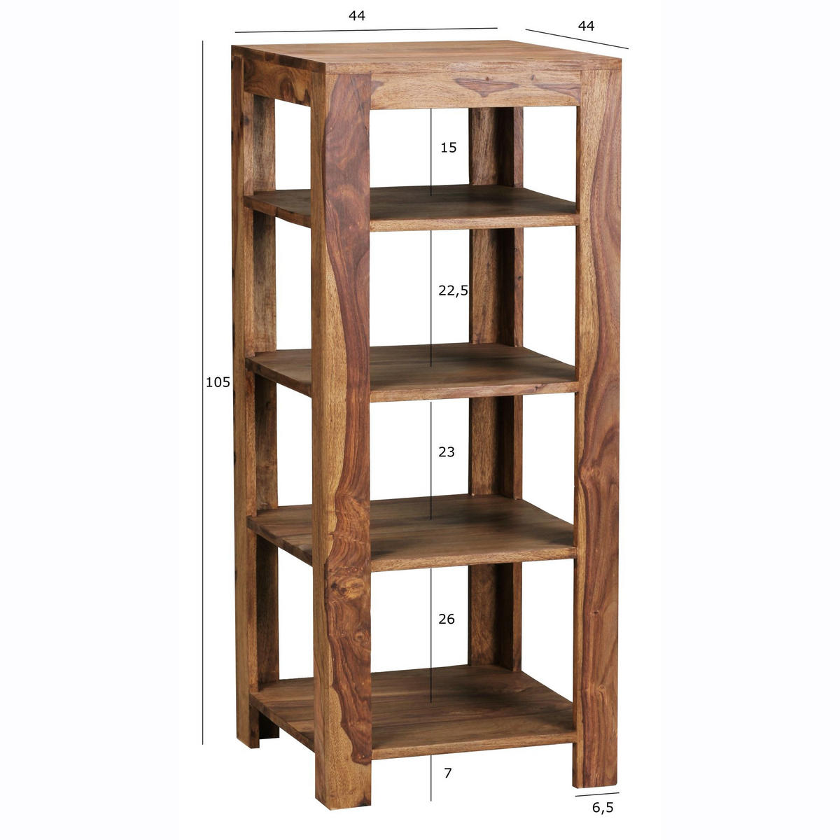 STANDREGAL SALIE Sheesham Standregal - Sheeshamfarben, Holz (44/105/44cm) - tinkaro