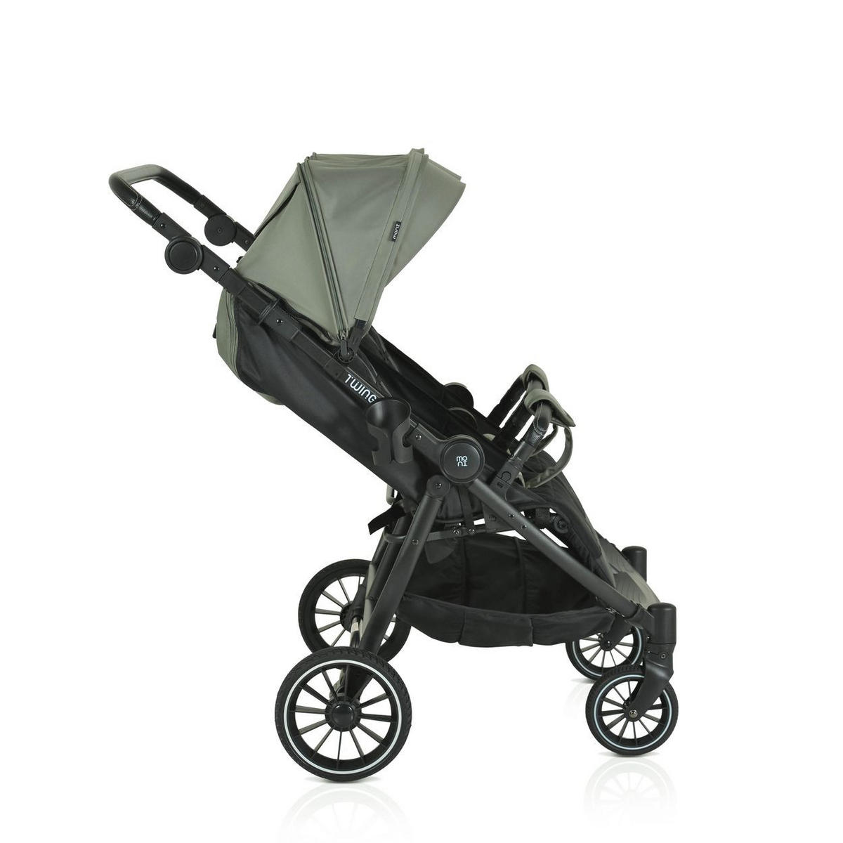 GESCHWISTERKINDERWAGEN TwinGo grün Getränkehalter, Fußabdeckung, Hinterradbremse - Grün, Textil/Metall (102/78/106cm) - Moni
