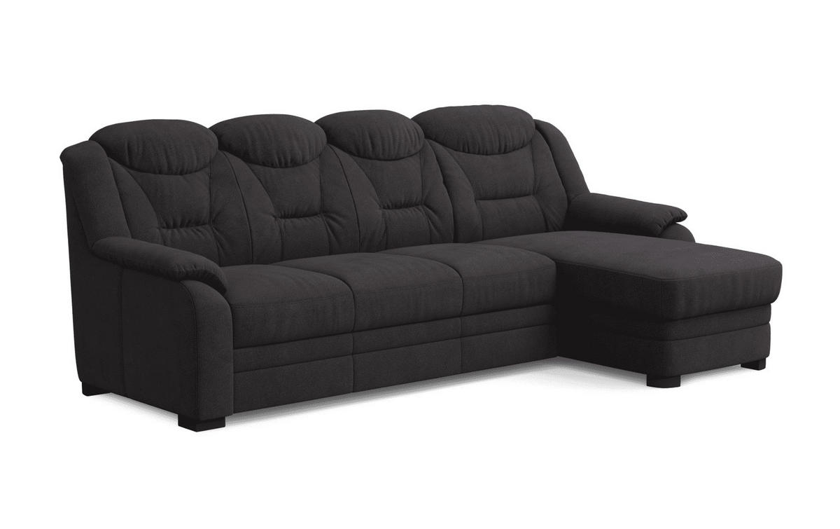 ECKSOFA mit Schlaffunktion – weiches Chenille-Gewebe - Schwarz Hochglanz/Anthrazit, Holz/Kunststoff (162/257cm) - Cotta